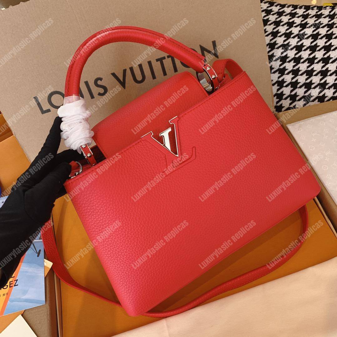 LV Capucines PM Taurillon Leather Bag Rubis