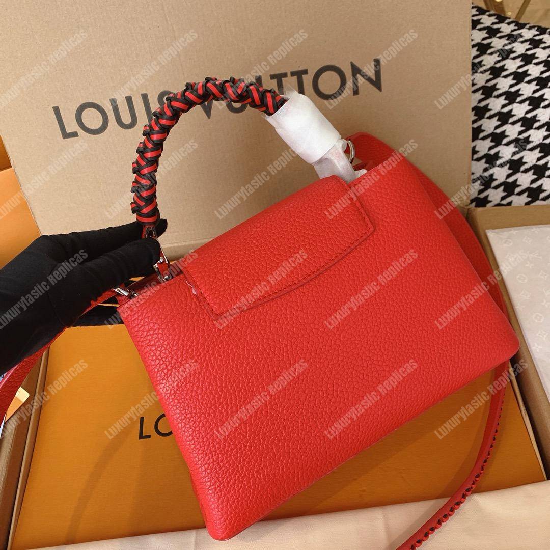 LV Capucine BB Handbag Taurillon Leather Cherry/Noir