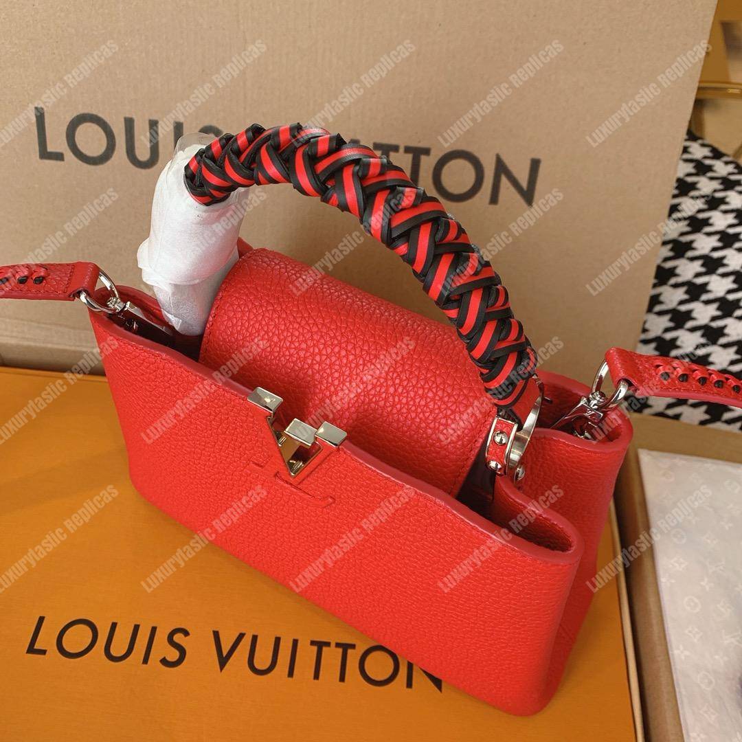 LV Capucine BB Handbag Taurillon Leather Cherry/Noir