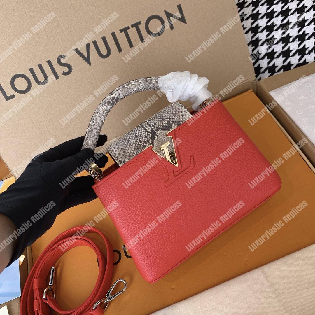 LV Capucines Mini Taurillon Leather Python Rouge