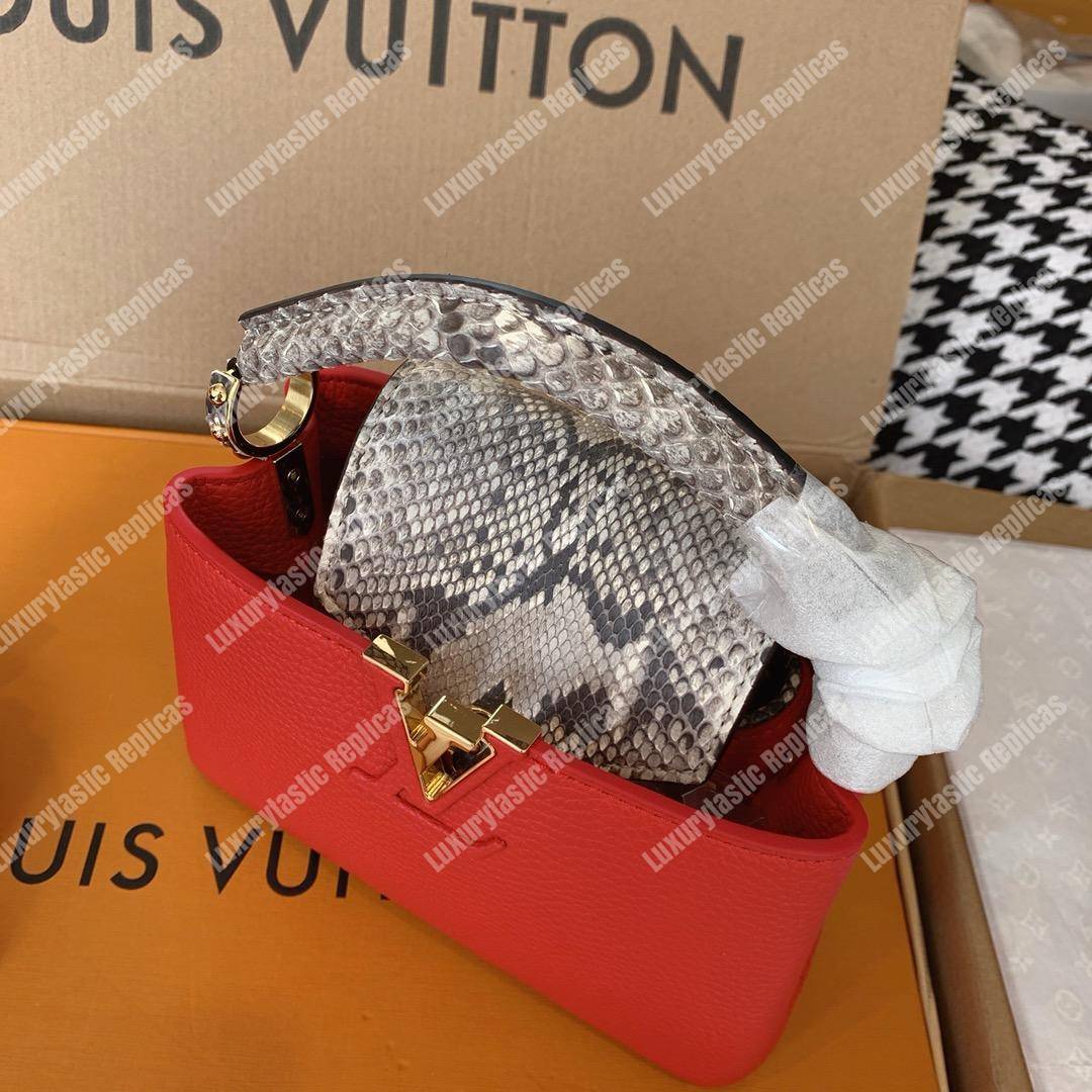 LV Capucines Mini Taurillon Leather Python Rouge