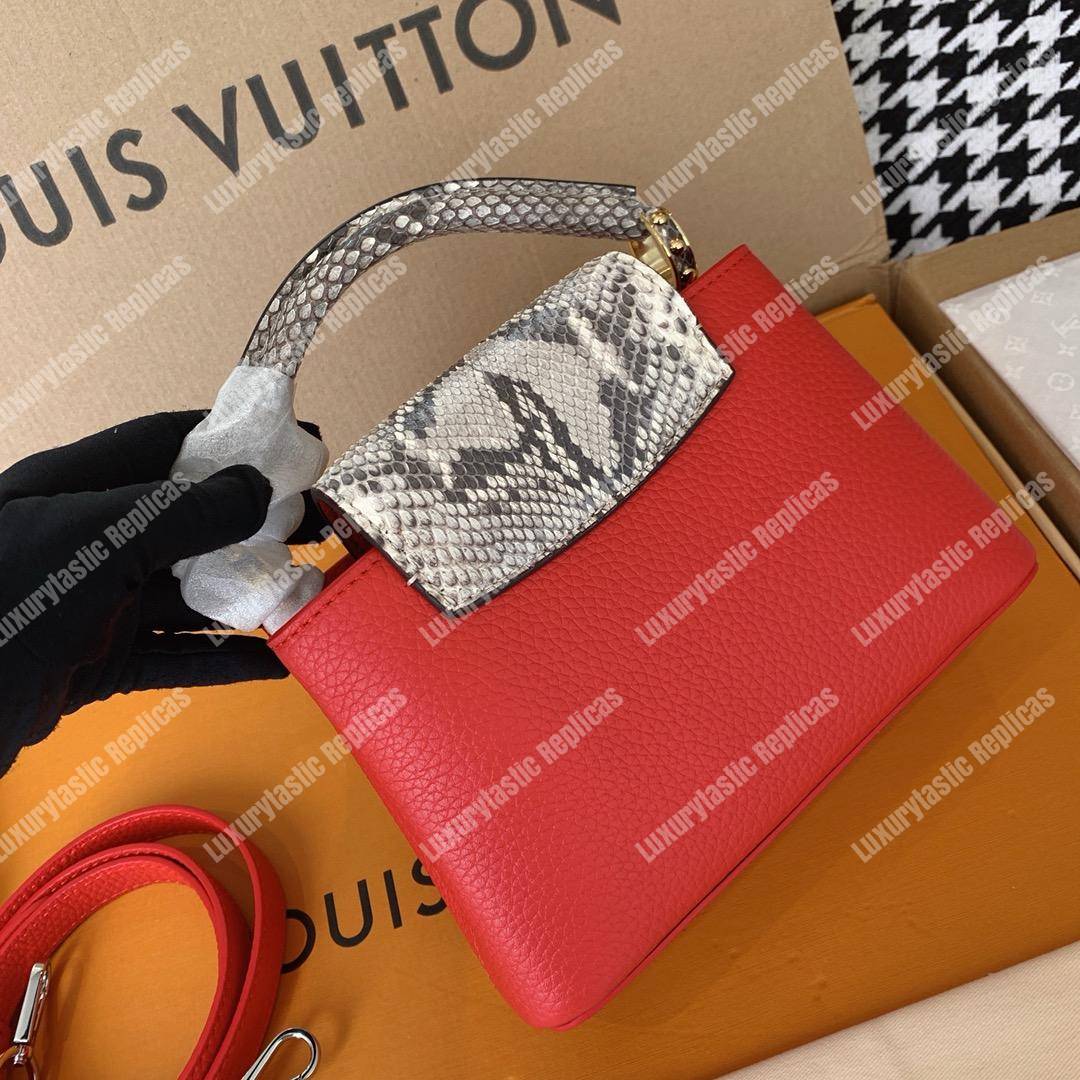 LV Capucines Mini Taurillon Leather Python Rouge