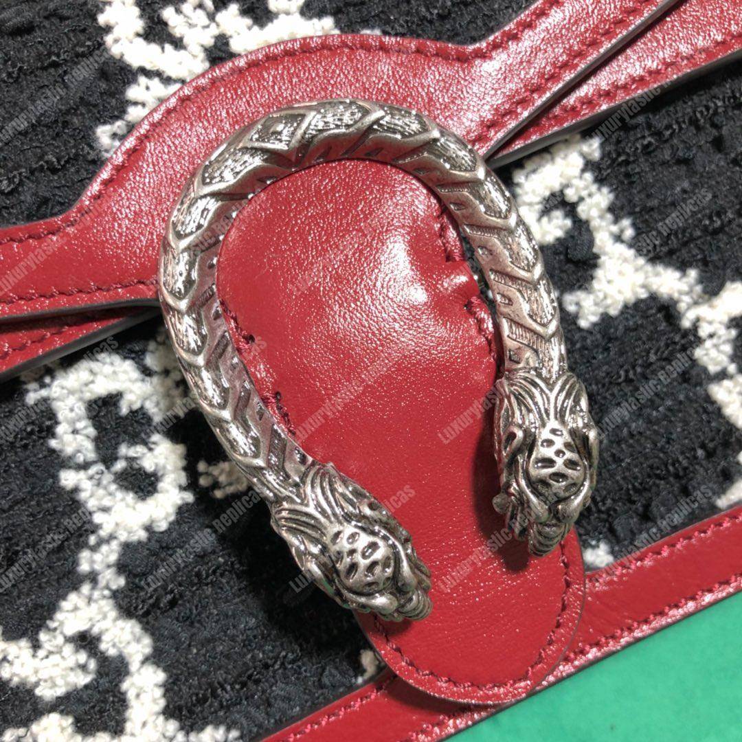 G*u*i dionysus gg tweed small shoulder bag black/white