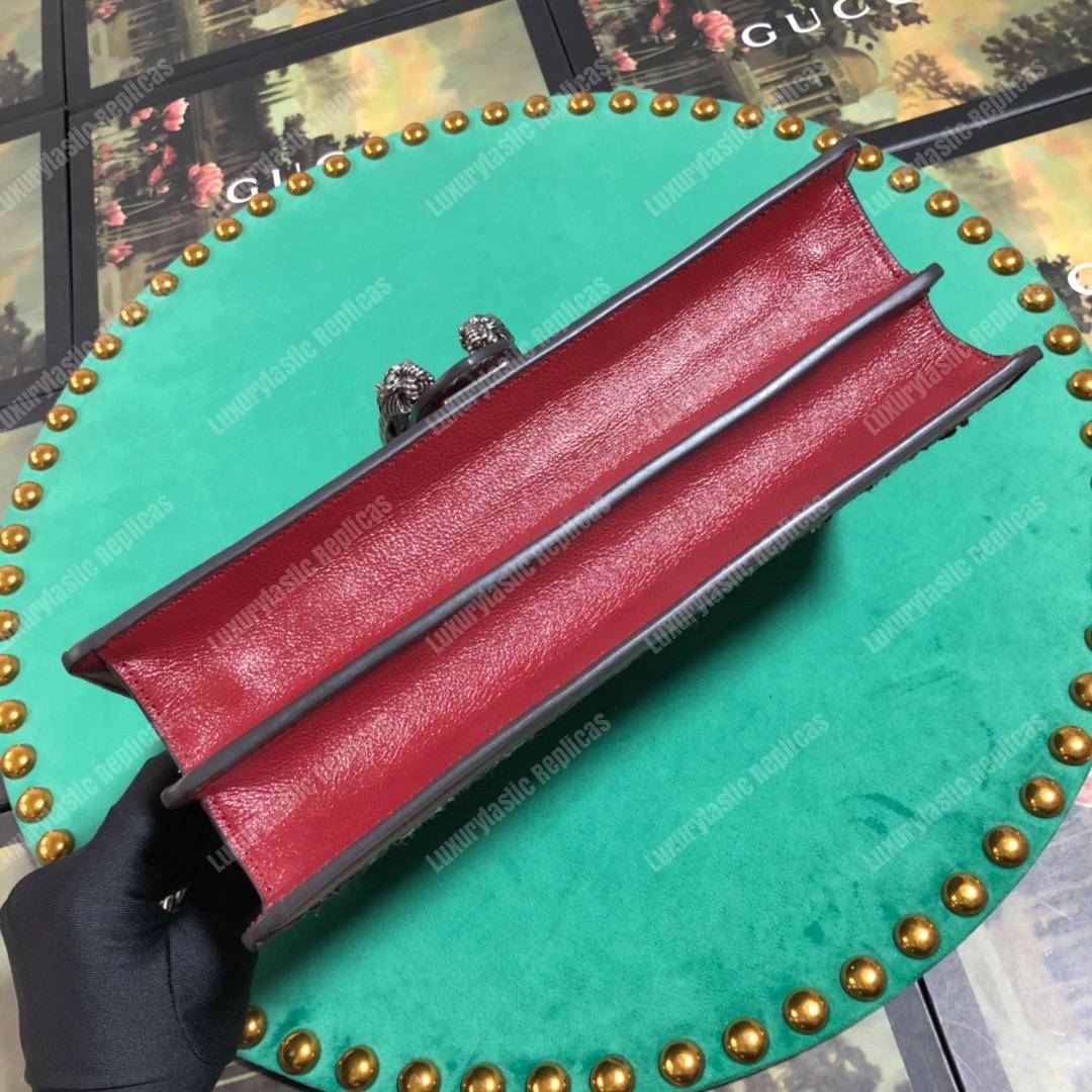 G*u*i dionysus gg tweed small shoulder bag black/white