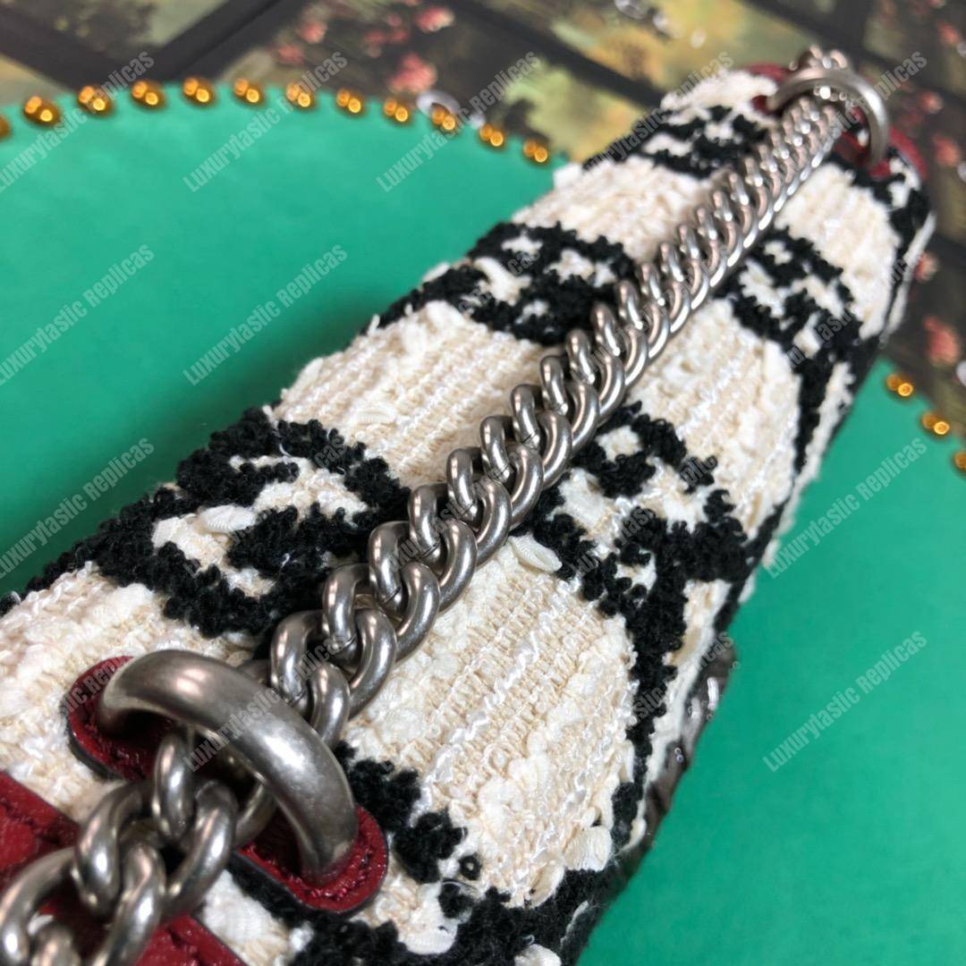 G*u*i dionysus gg tweed small shoulder bag white/black