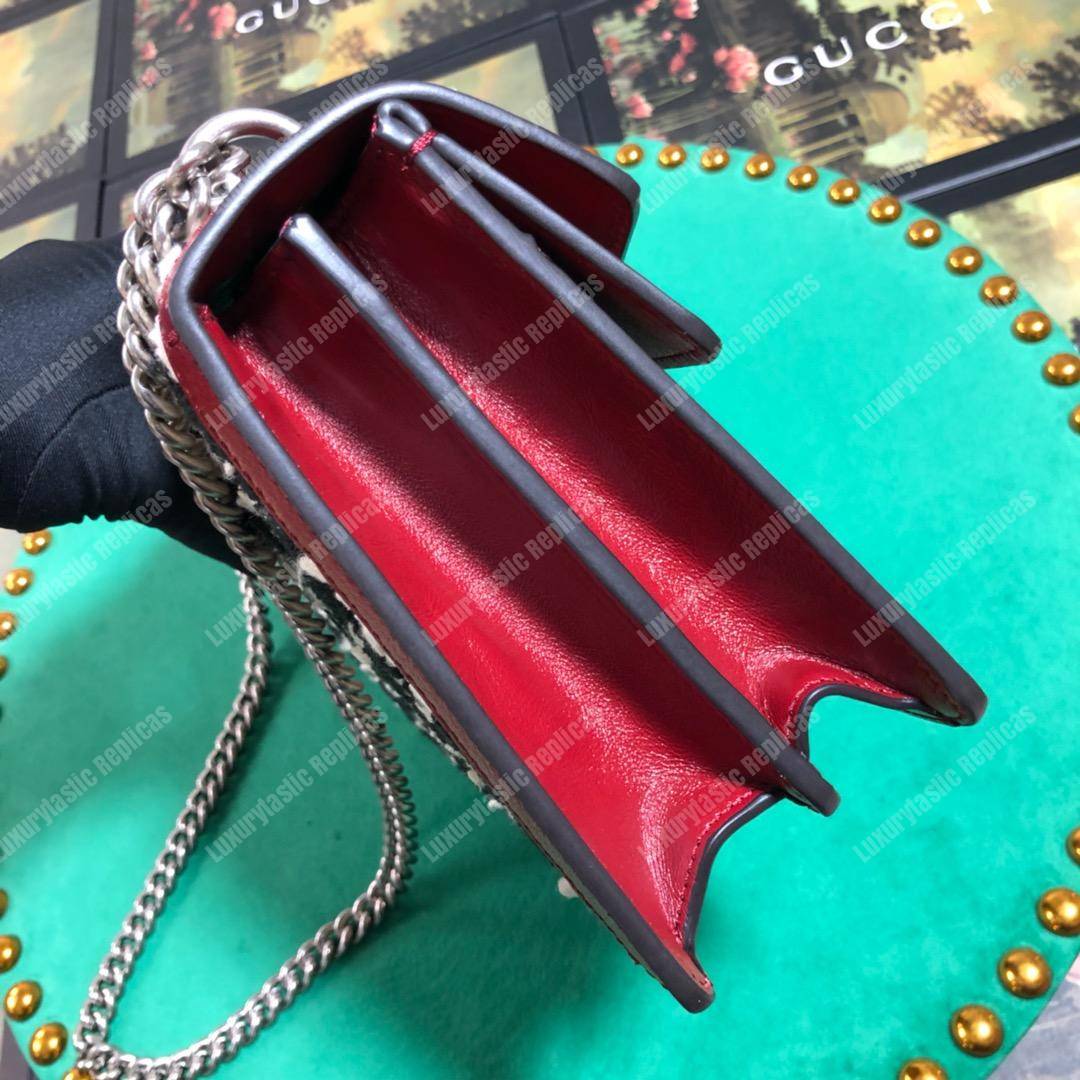 G*u*i dionysus gg tweed small shoulder bag white/black