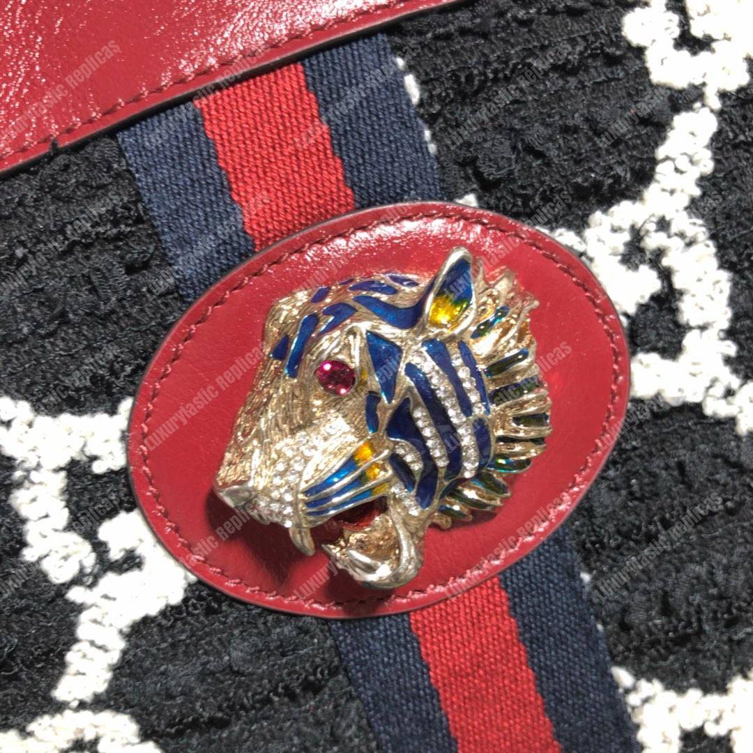 G*u*i rajah gg tweed large tote black & white