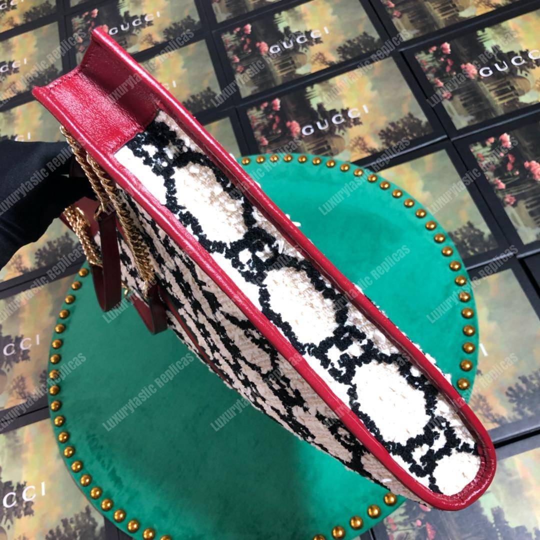 G*u*i rajah gg tweed large tote white & black