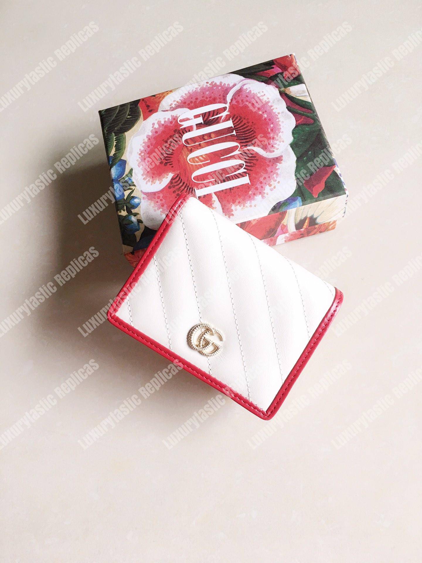 G*u*i gg marmont card case wallet white
