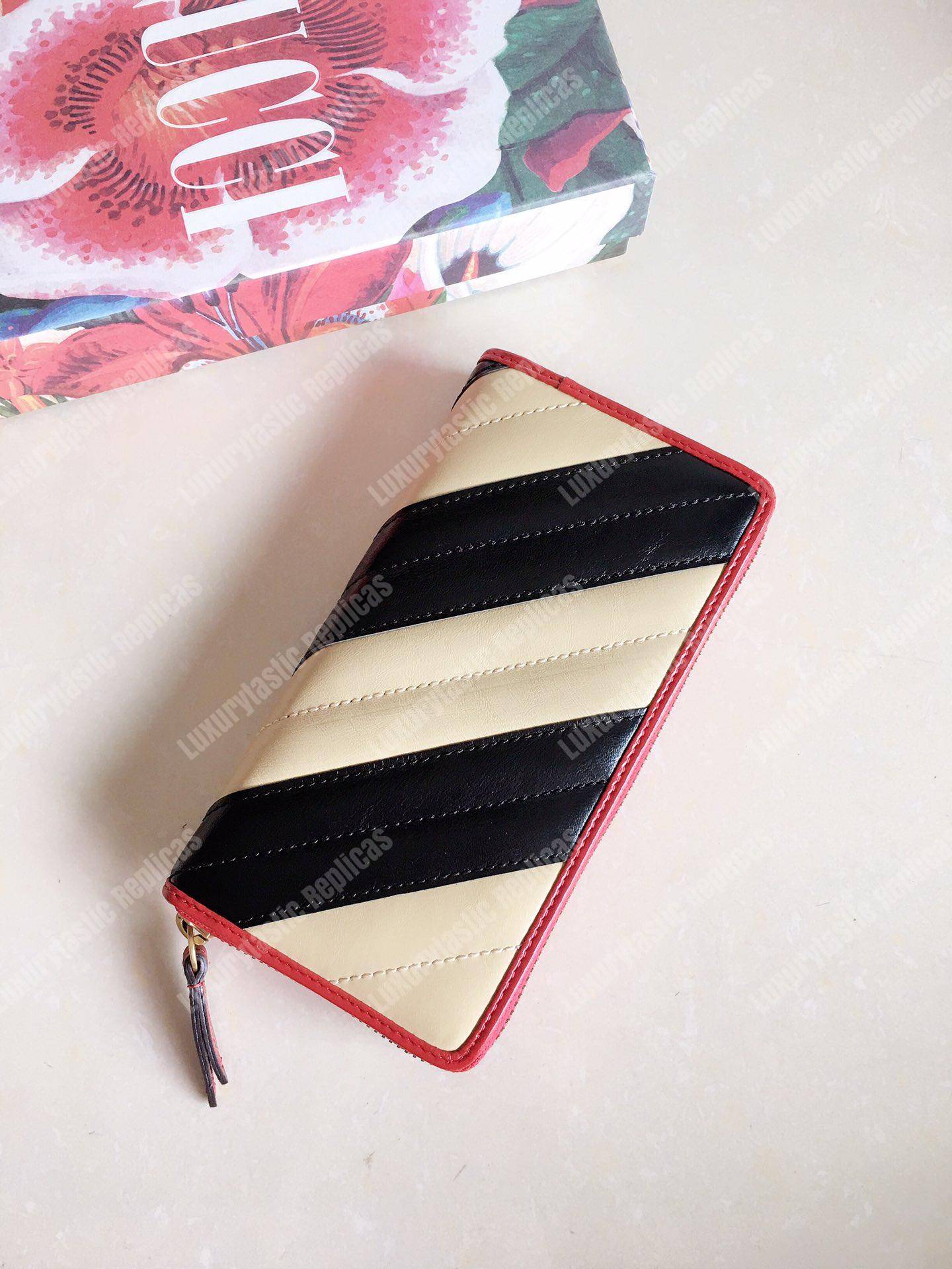 G*u*i gg marmont zip around wallet black beige matelassé