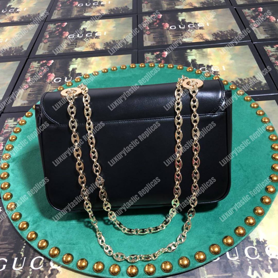 G*u*i leather small shoulder bag black