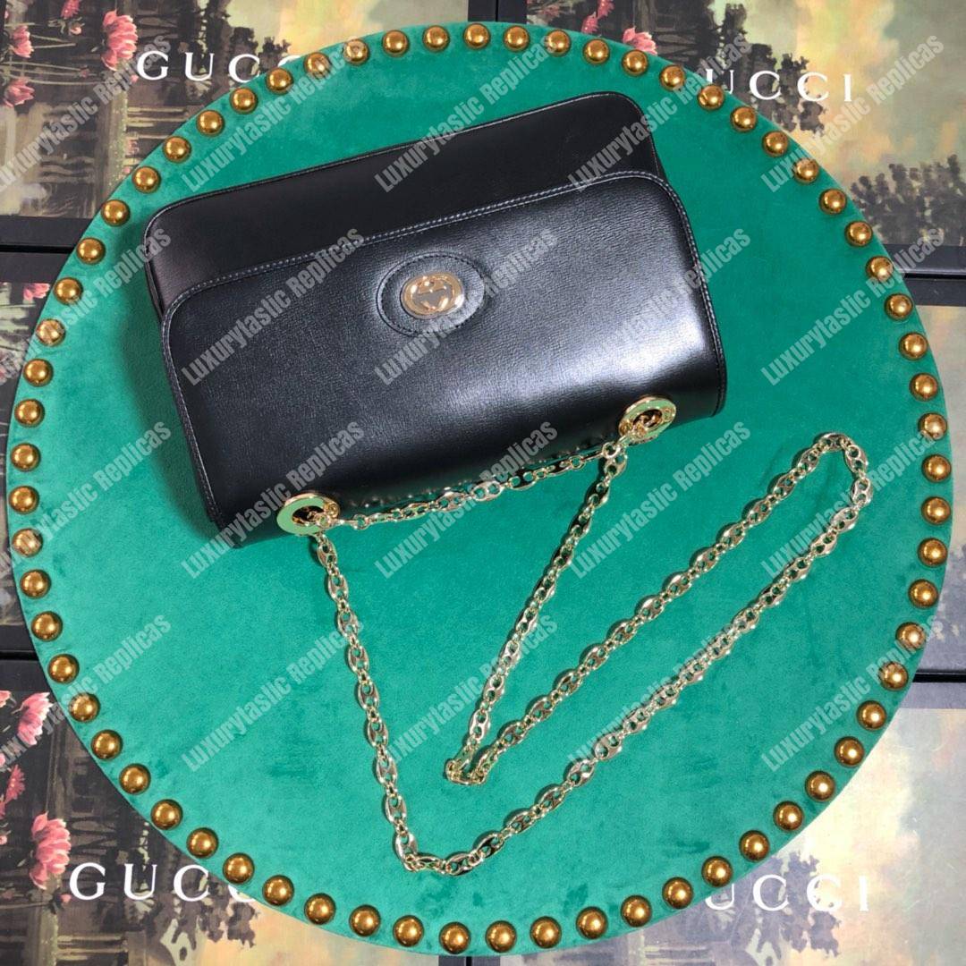 G*u*i leather small shoulder bag black