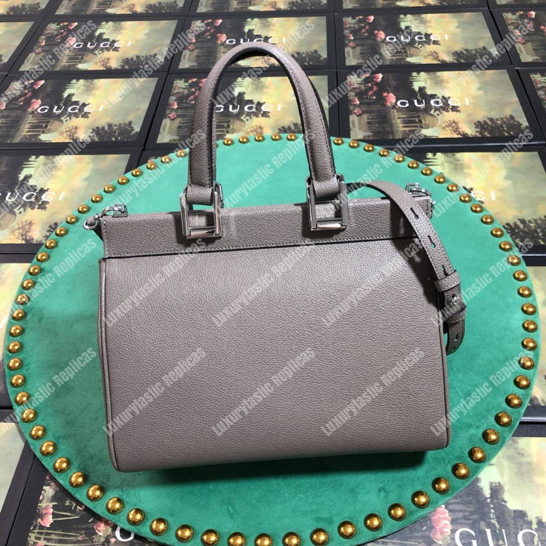 G*u*i zumi grainy leather small top handle bag dusty gray