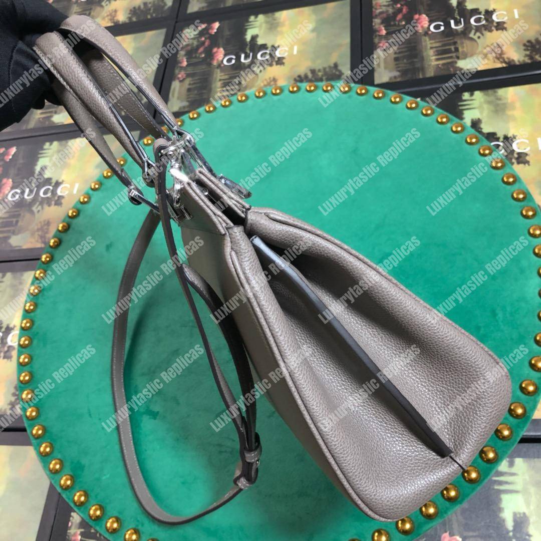 G*u*i zumi grainy leather small top handle bag dusty gray