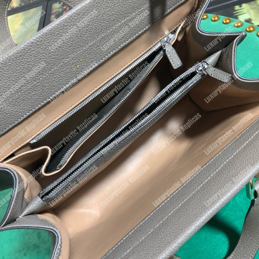 G*u*i zumi grainy leather small top handle bag dusty gray