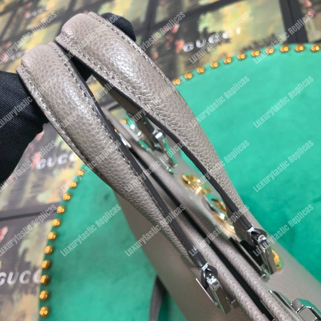 G*u*i zumi grainy leather small top handle bag dusty gray