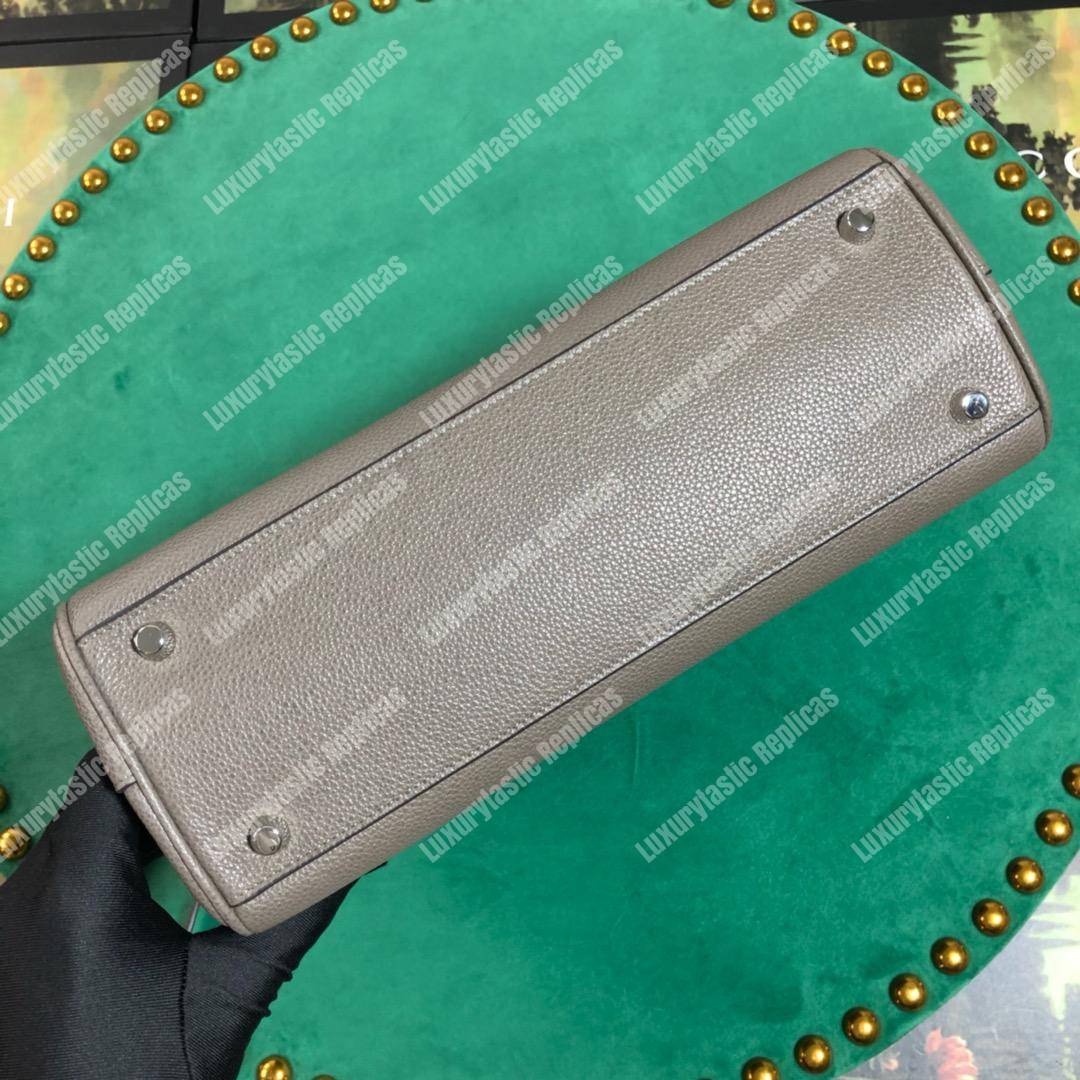 G*u*i zumi grainy leather small top handle bag dusty gray