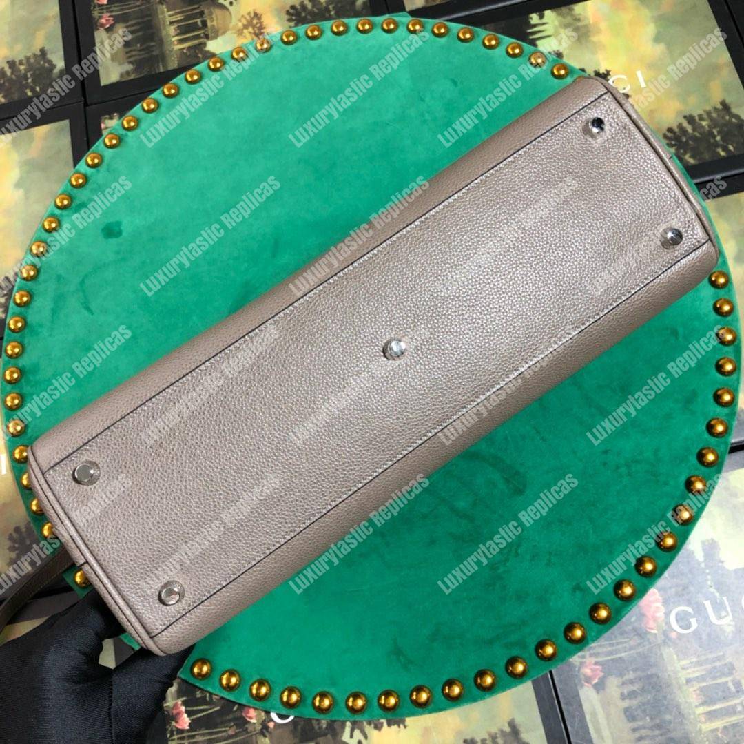 G*u*i zumi grainy leather medium top handle bag dusty gray