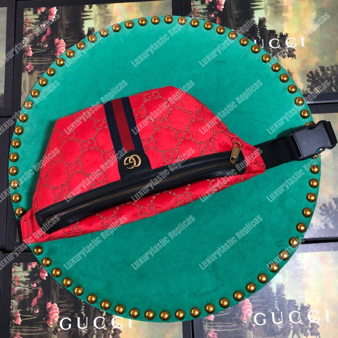 GG Velvet Belt Bag Red