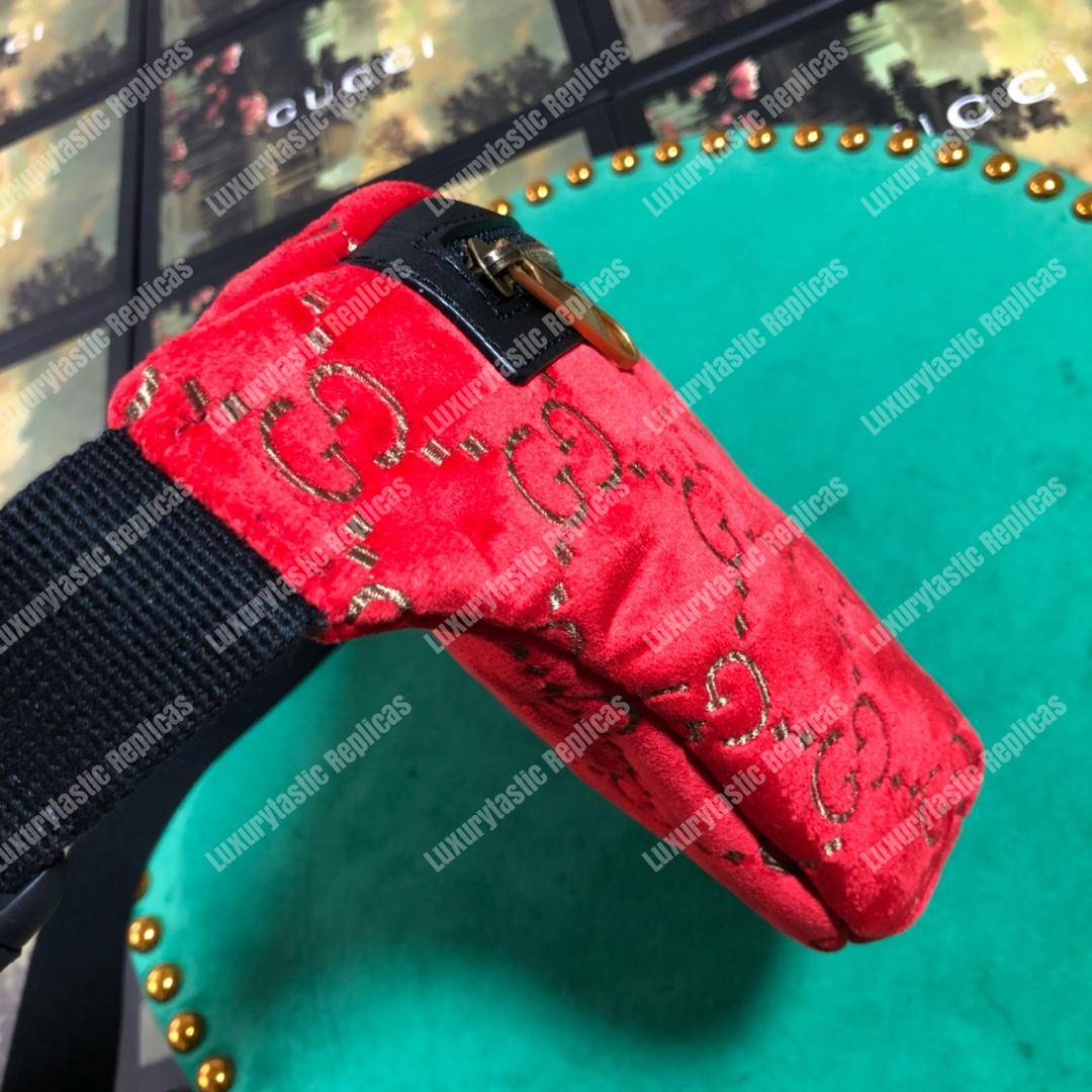 GG Velvet Belt Bag Red