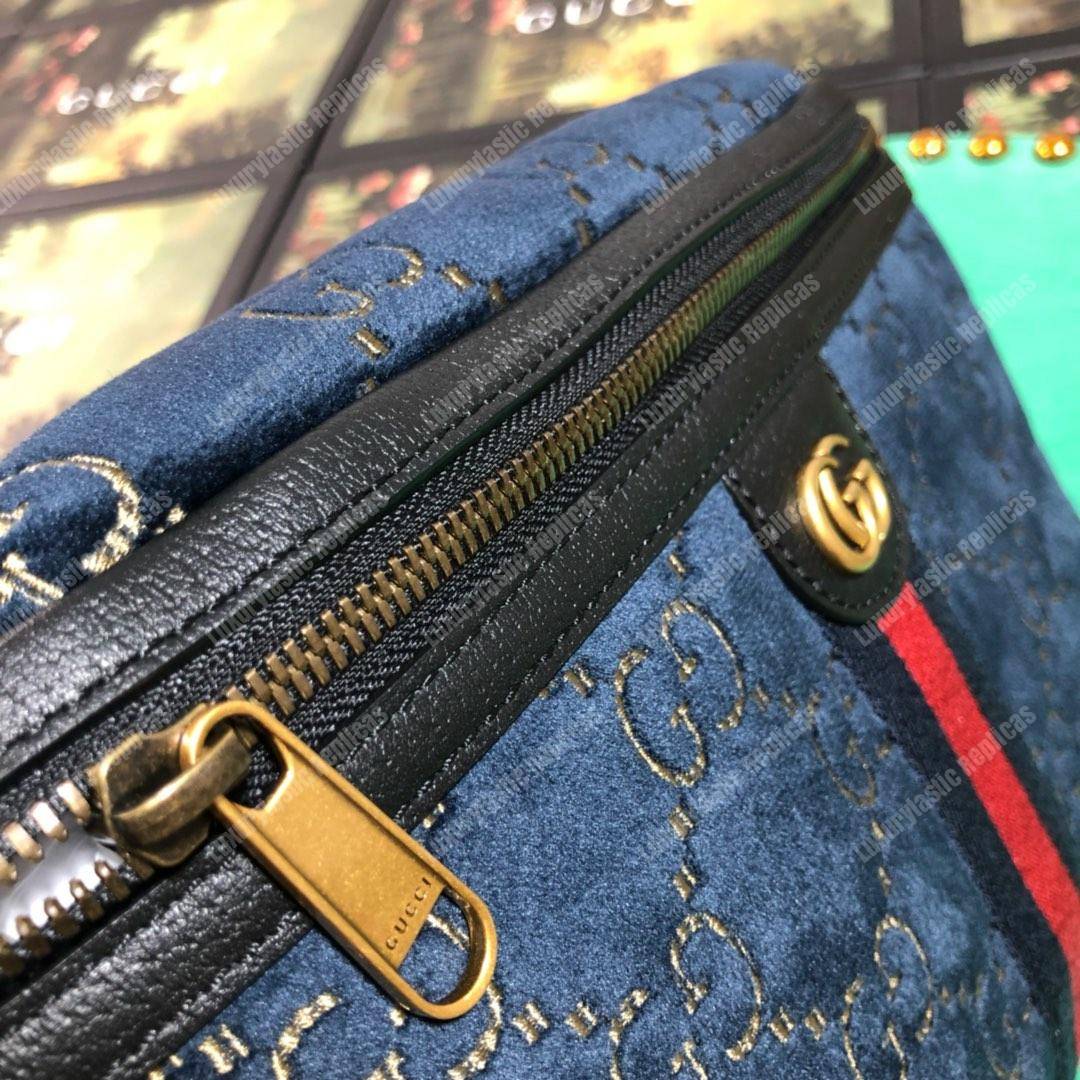 GG Velvet Belt Bag Blue