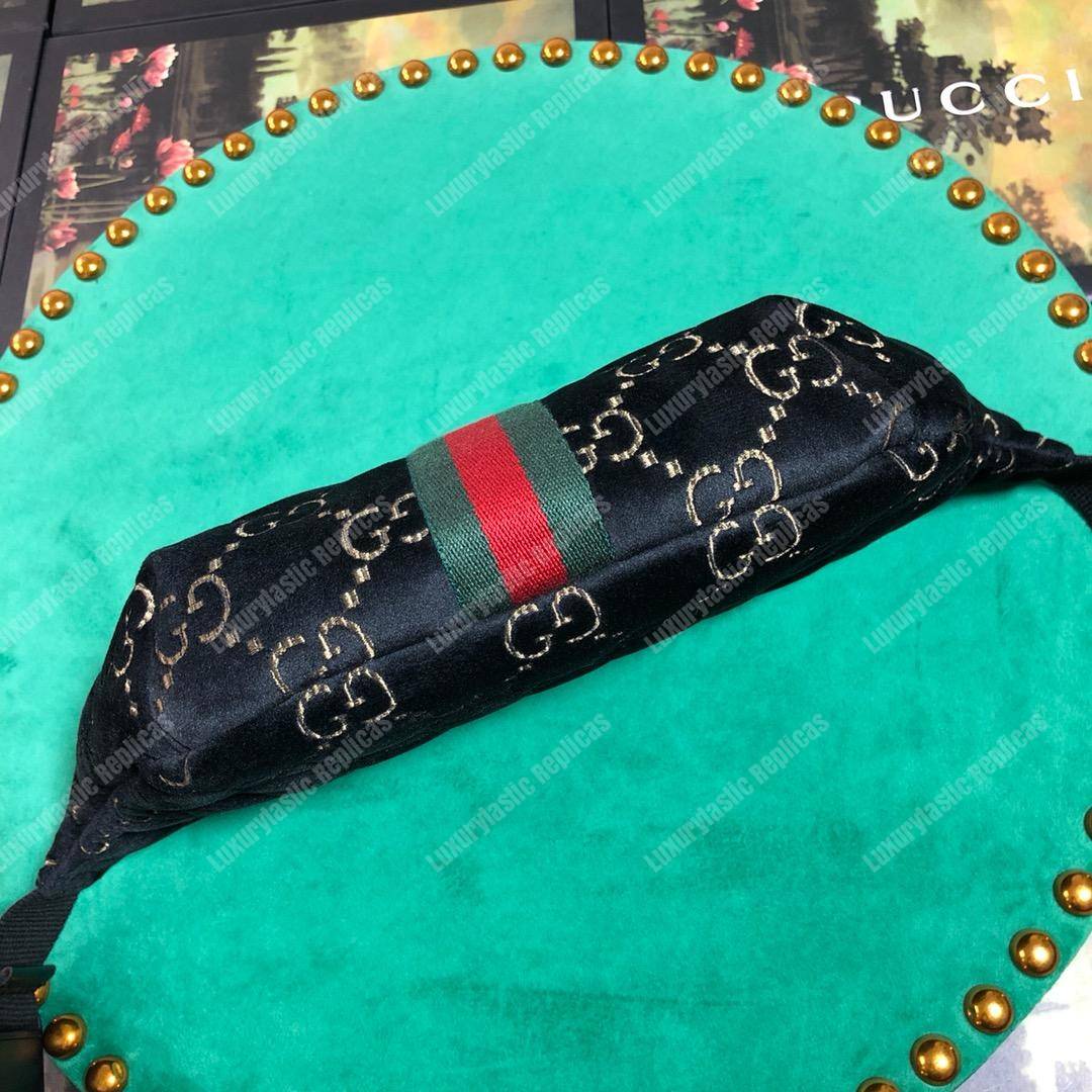 GG Velvet Belt Bag Dark Blue
