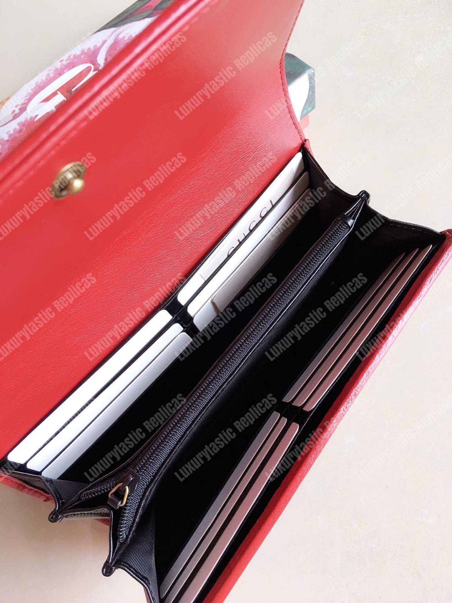 G*u*i gg twisted marmont leather continental wallet black