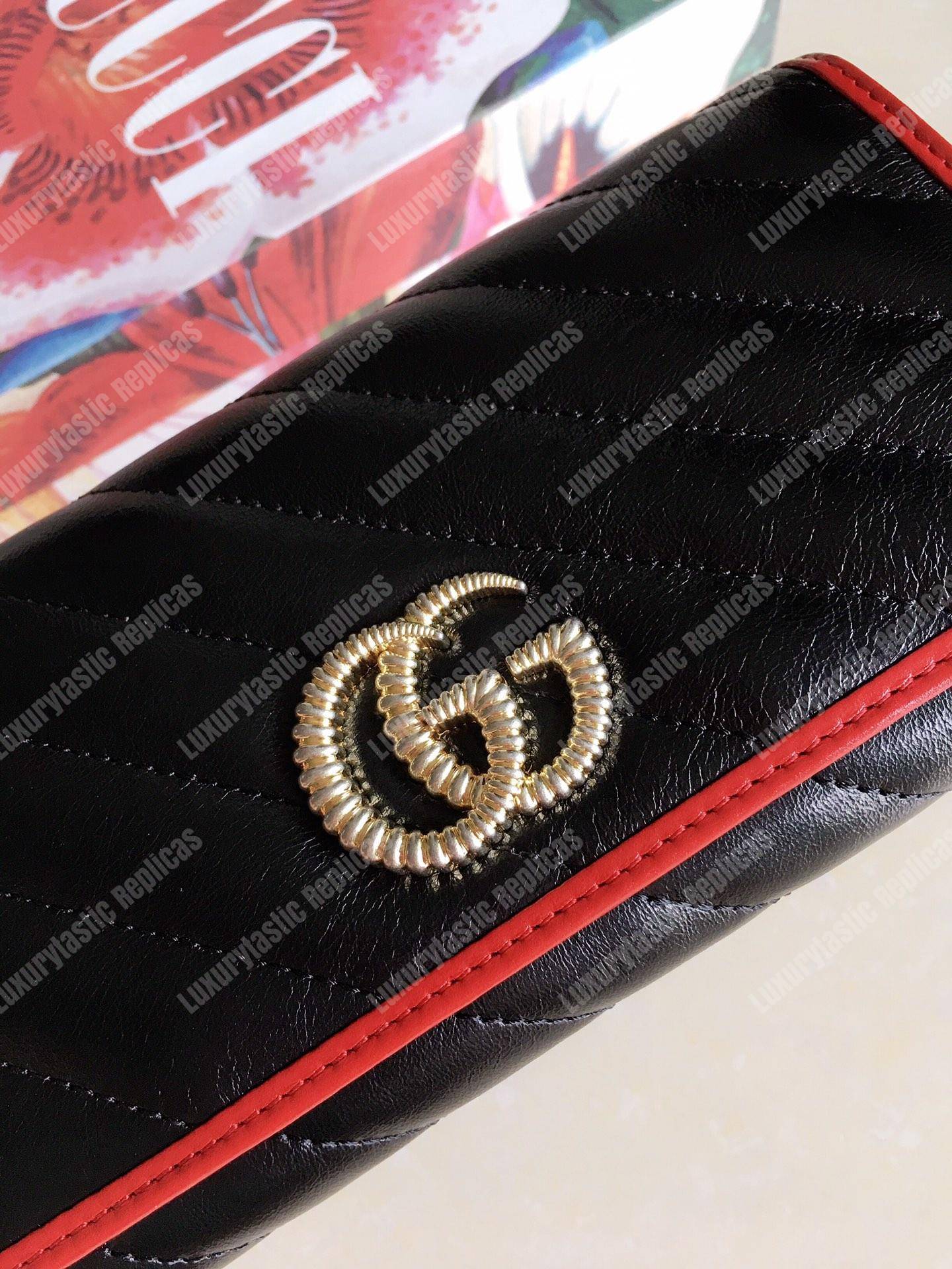 G*u*i gg twisted marmont leather continental wallet black