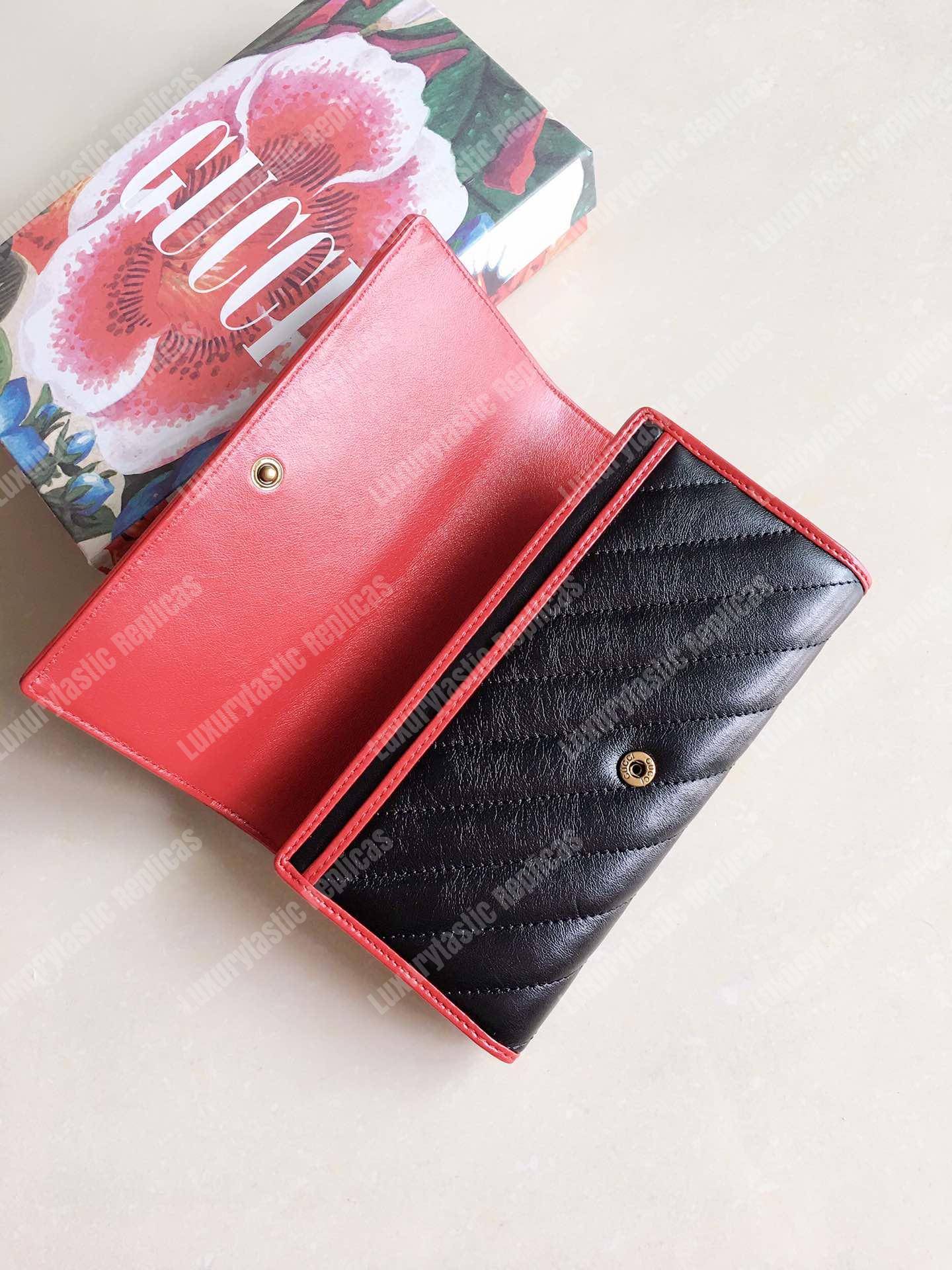 G*u*i gg twisted marmont leather continental wallet black