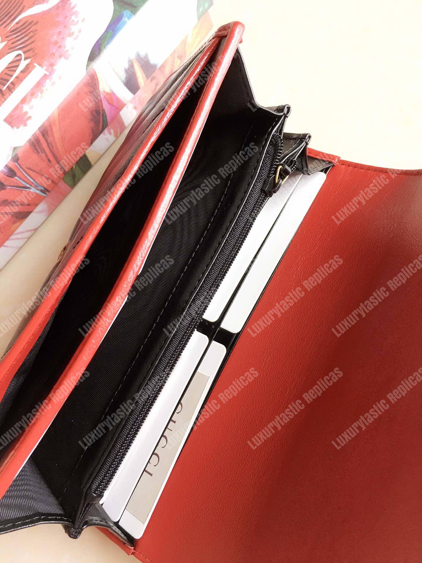 G*u*i gg twisted marmont leather continental wallet black