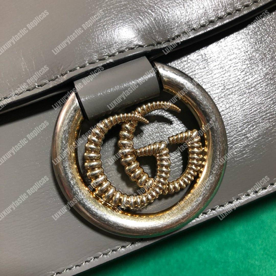 G*u*i small leather shoulder bag dusty grey