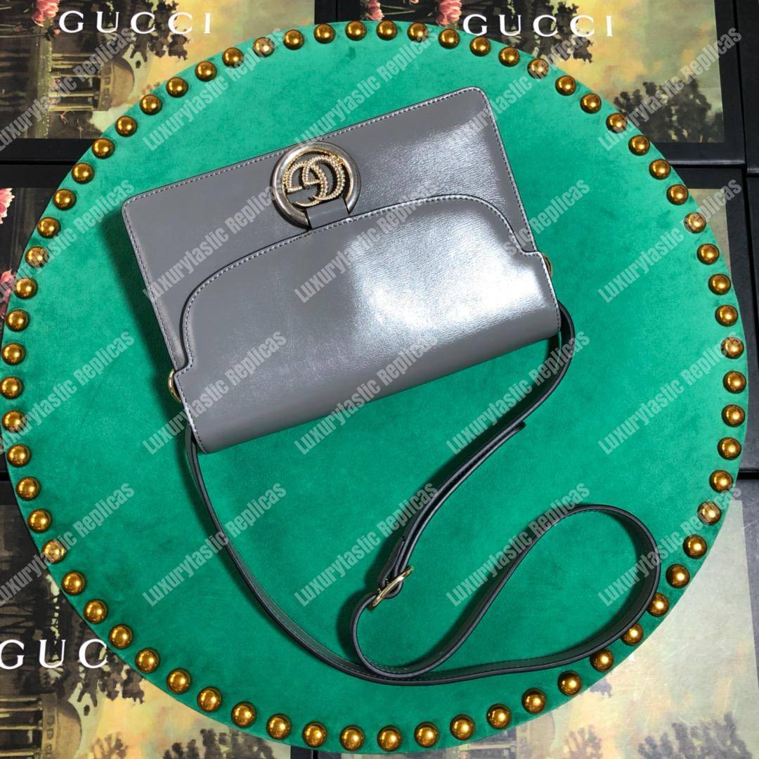 G*u*i small leather shoulder bag dusty grey