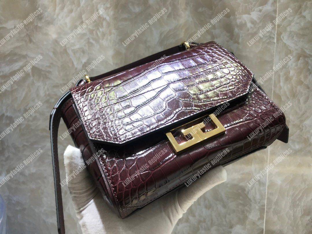 Givenchy Small Eden Bag In Eggplant Crocodile Effect Leather