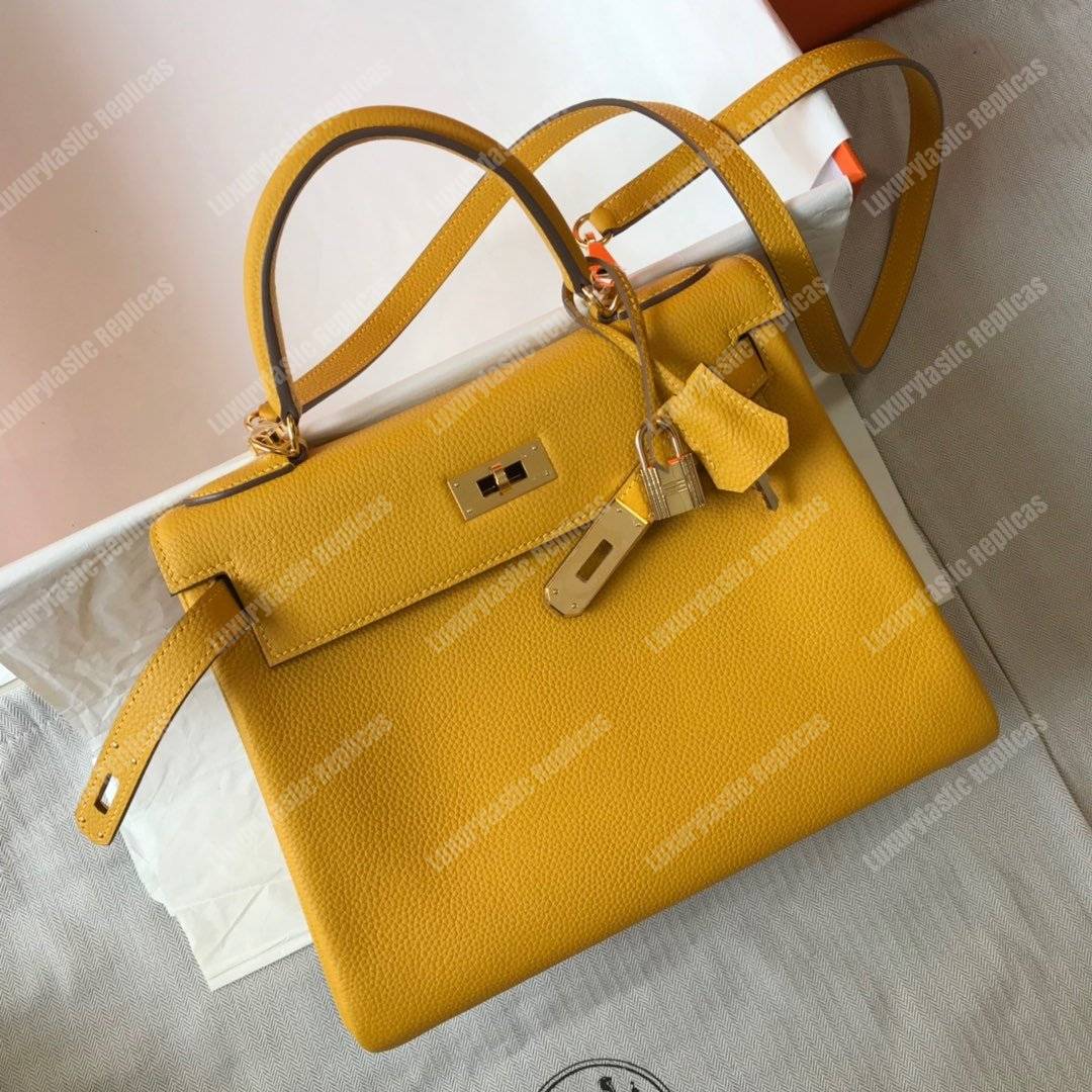 H**mes kelly 32 togo yellow soleil gold-toned hardware