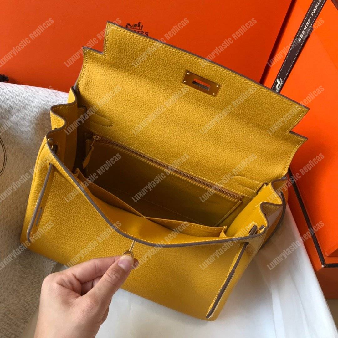 H**mes kelly 32 togo yellow soleil gold-toned hardware