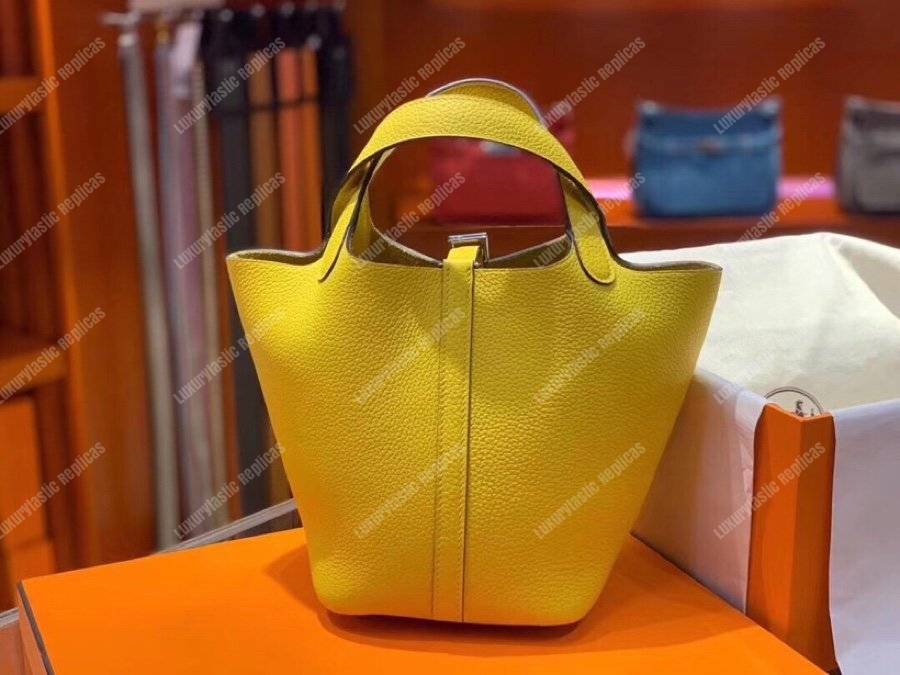 H**mes picotin 22 clemence jaune palladium hardware
