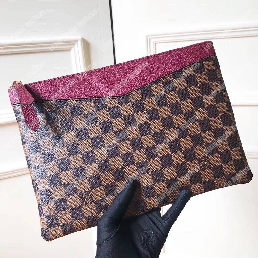 LV Daily Pouch Damier Ebene Raisin
