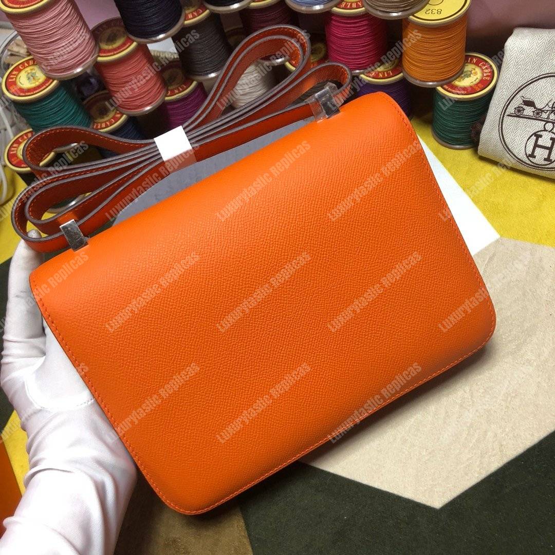 H**mes constance 18 bag epsom orange palladium-hardware