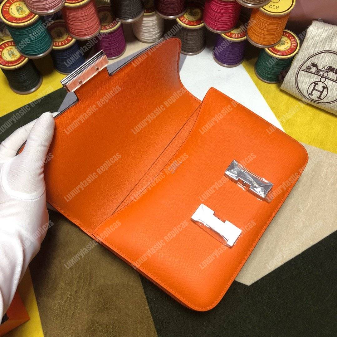 H**mes constance 18 bag epsom orange palladium-hardware