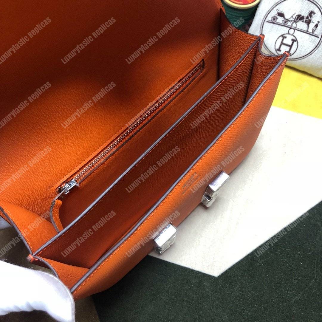 H**mes constance 18 bag epsom orange palladium-hardware