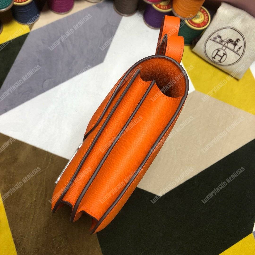 H**mes constance 18 bag epsom orange palladium-hardware