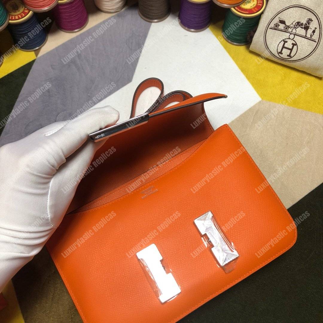 H**mes constance 18 bag epsom orange palladium-hardware