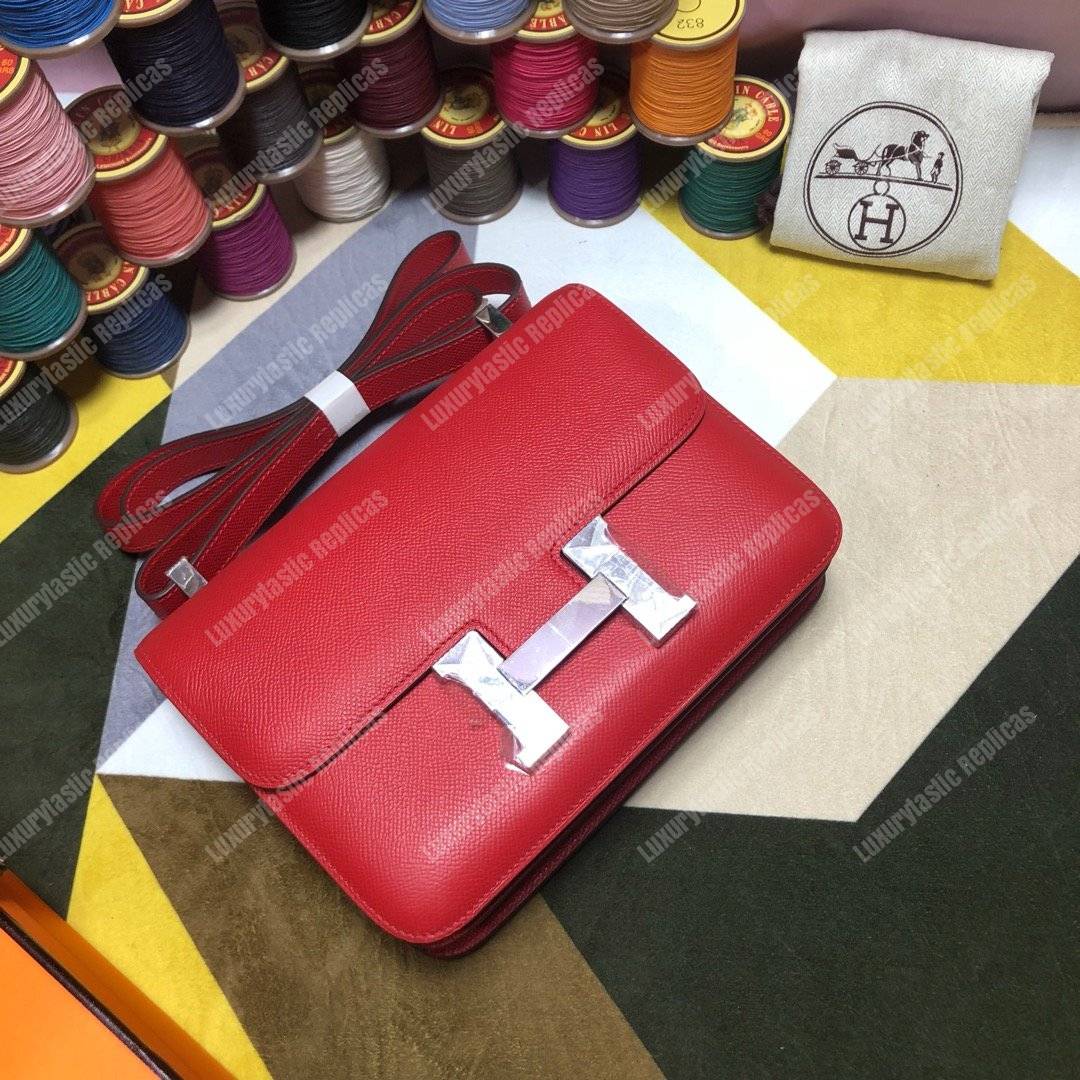 H**mes constance 18 bag epsom rouge red palladium-hardware