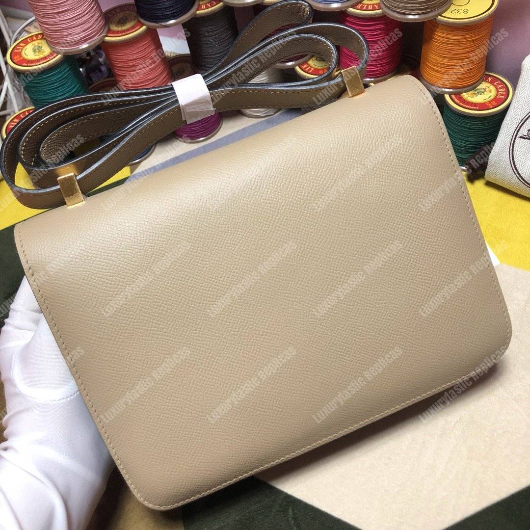 H**mes constance 18 bag epsom etoupe gold-hardware