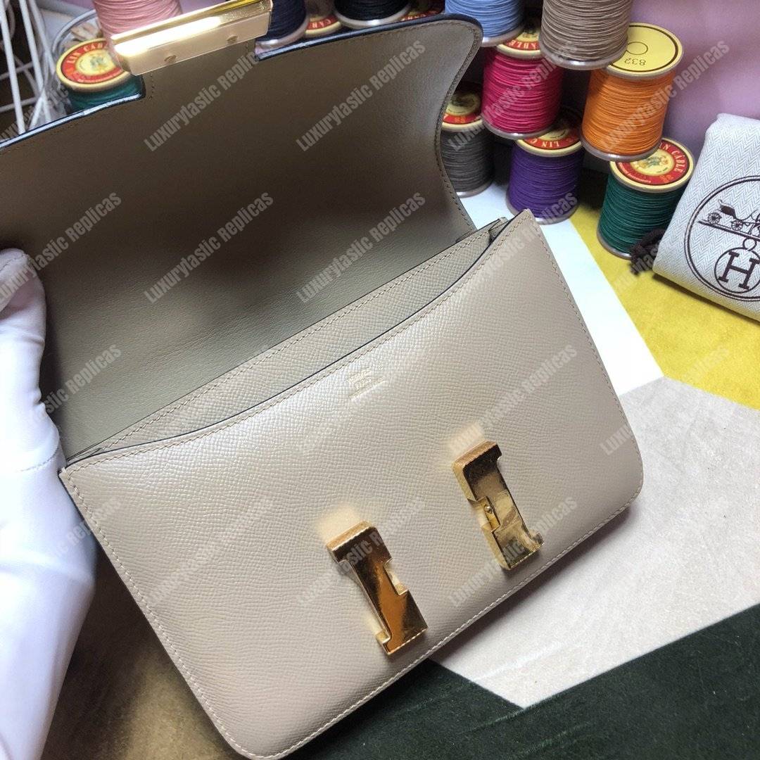 H**mes constance 18 bag epsom etoupe gold-hardware