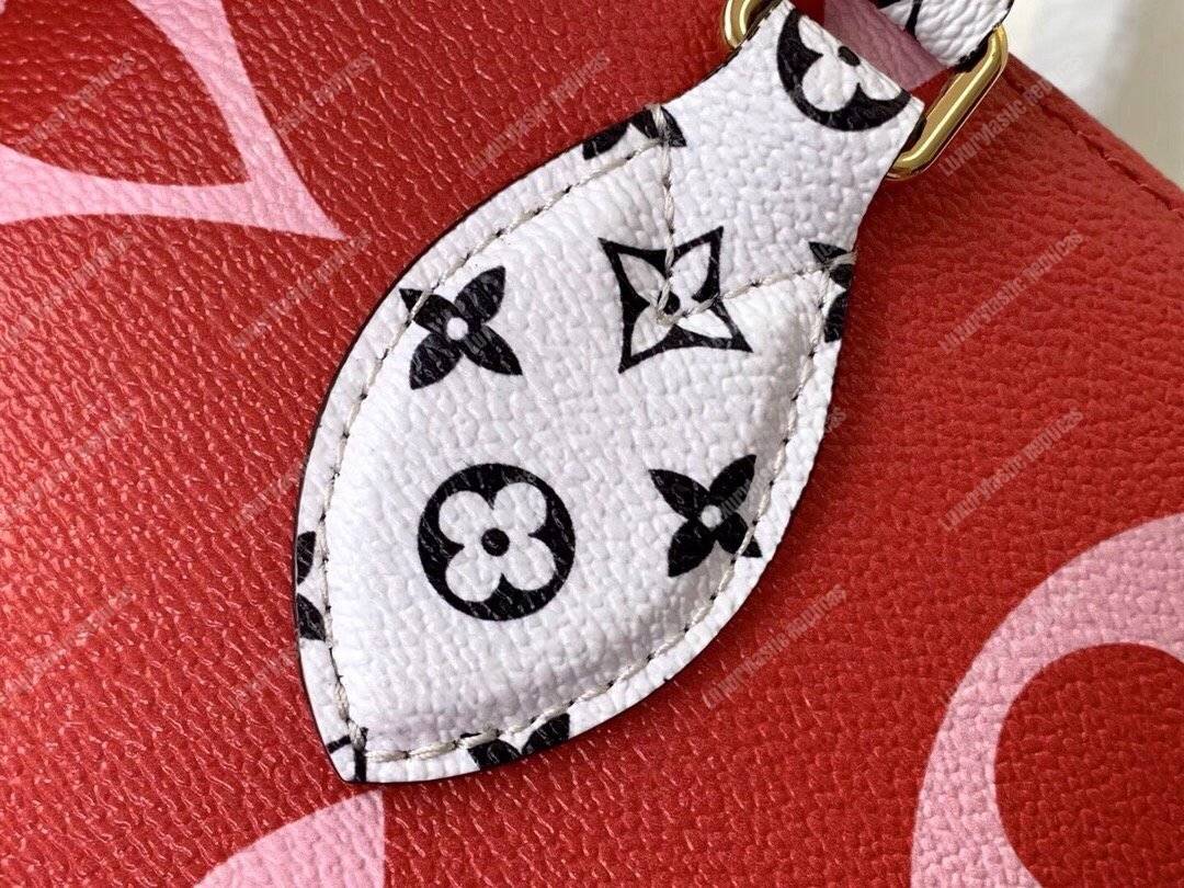 LV Onthego Monogram Toron Handle Rouge Tote Bag GM