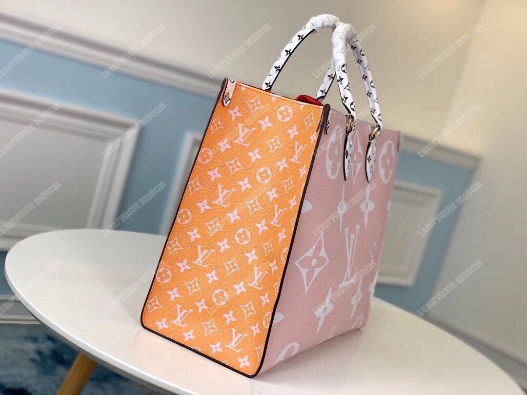 LV Onthego Monogram Toron Handle Rouge Tote Bag GM