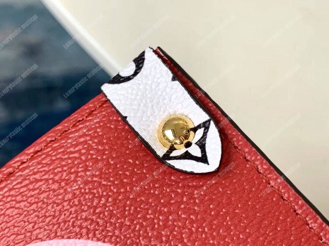 LV Onthego Monogram Toron Handle Rouge Tote Bag GM