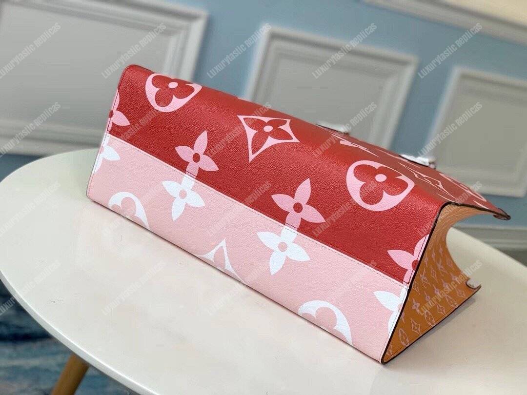 LV Onthego Monogram Toron Handle Rouge Tote Bag GM