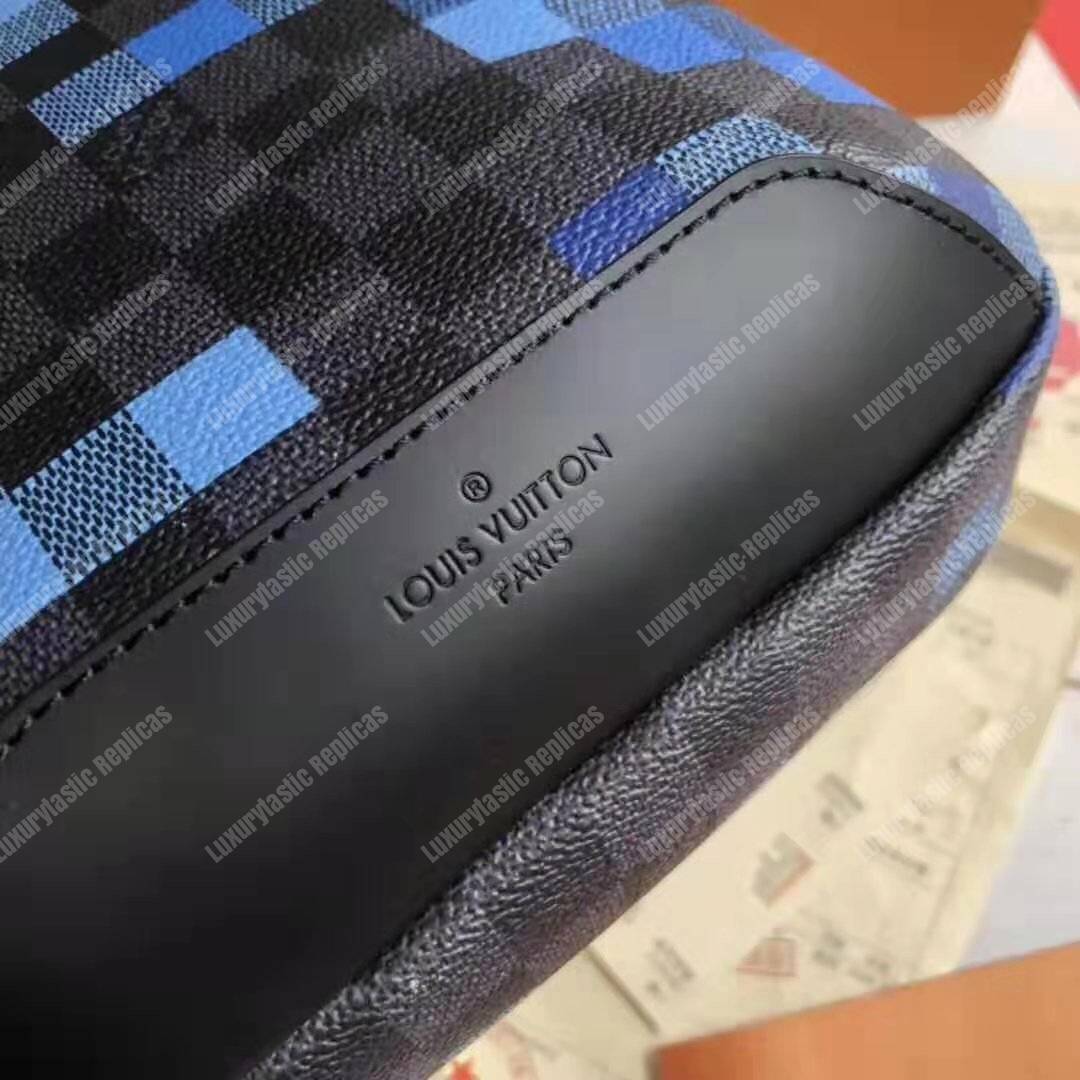 LV Avenue Sling Bag Damier Graphite Pixel Coated Canvas Blue